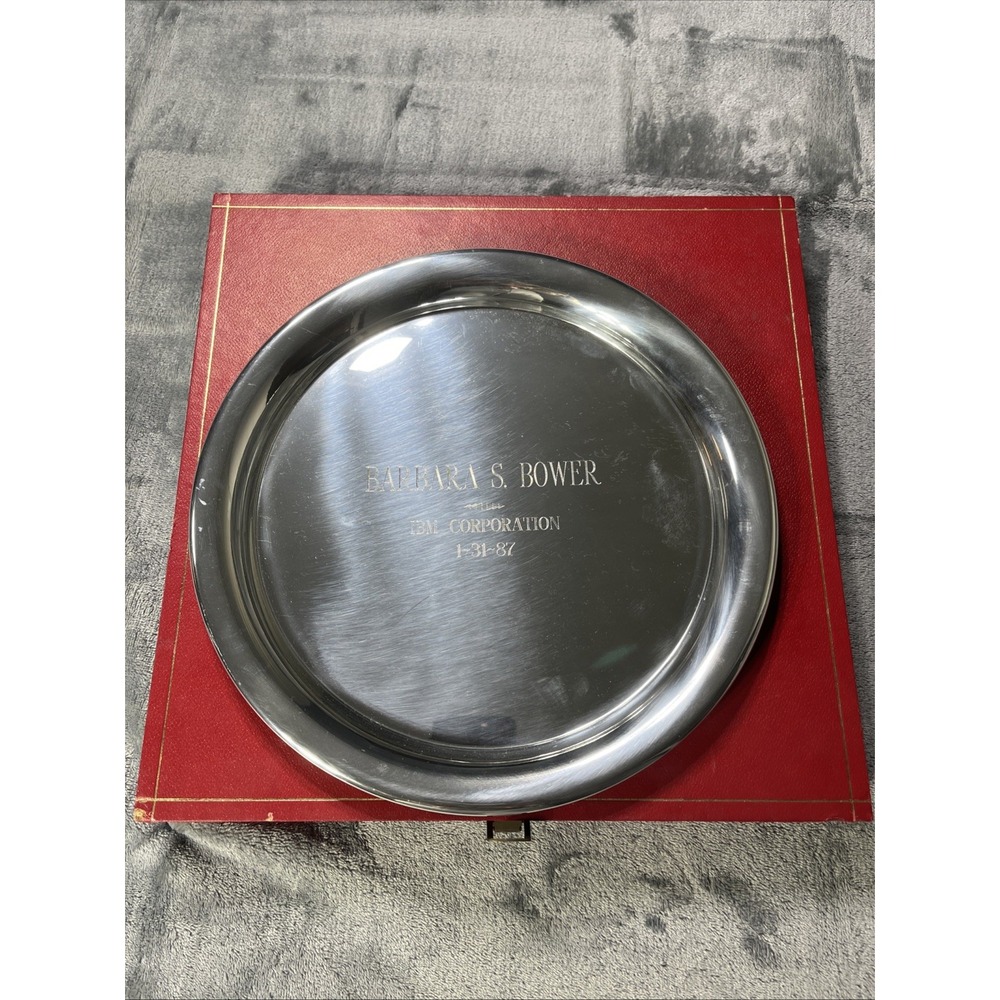 Cartier Pewter Plate IBM Employee Etch Plate 11" Silver Tone Very Good Condition - Picture 2 of 6